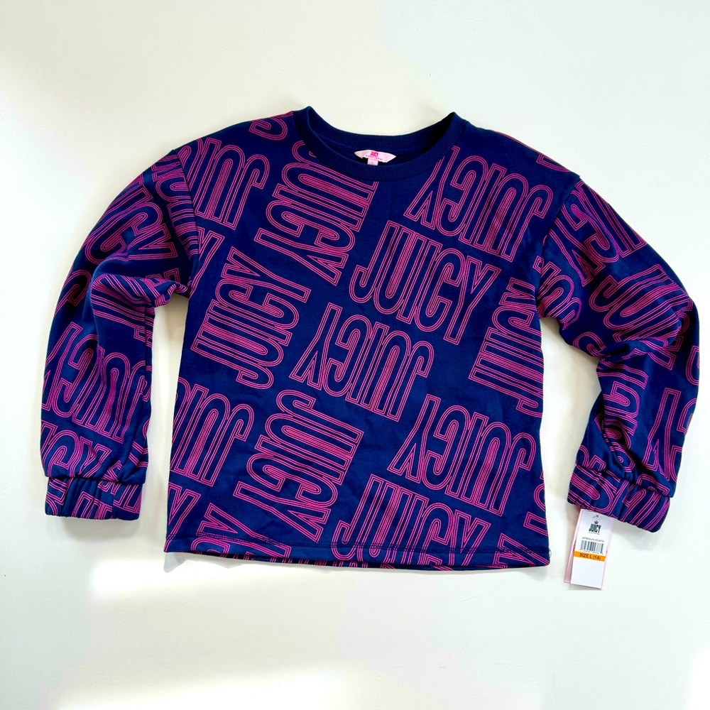 Juicy By Juicy Couture Girls Crew Neck Long Sleeve Fleece Sweatshirt -Large (14)